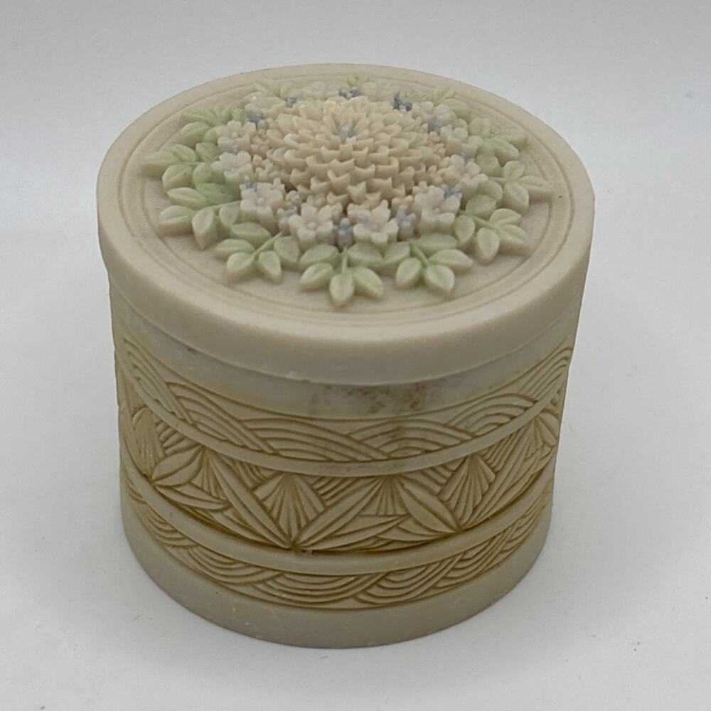 Made in Wales - Design Centre London Miniature Bisque Floral Decorated Pill Box